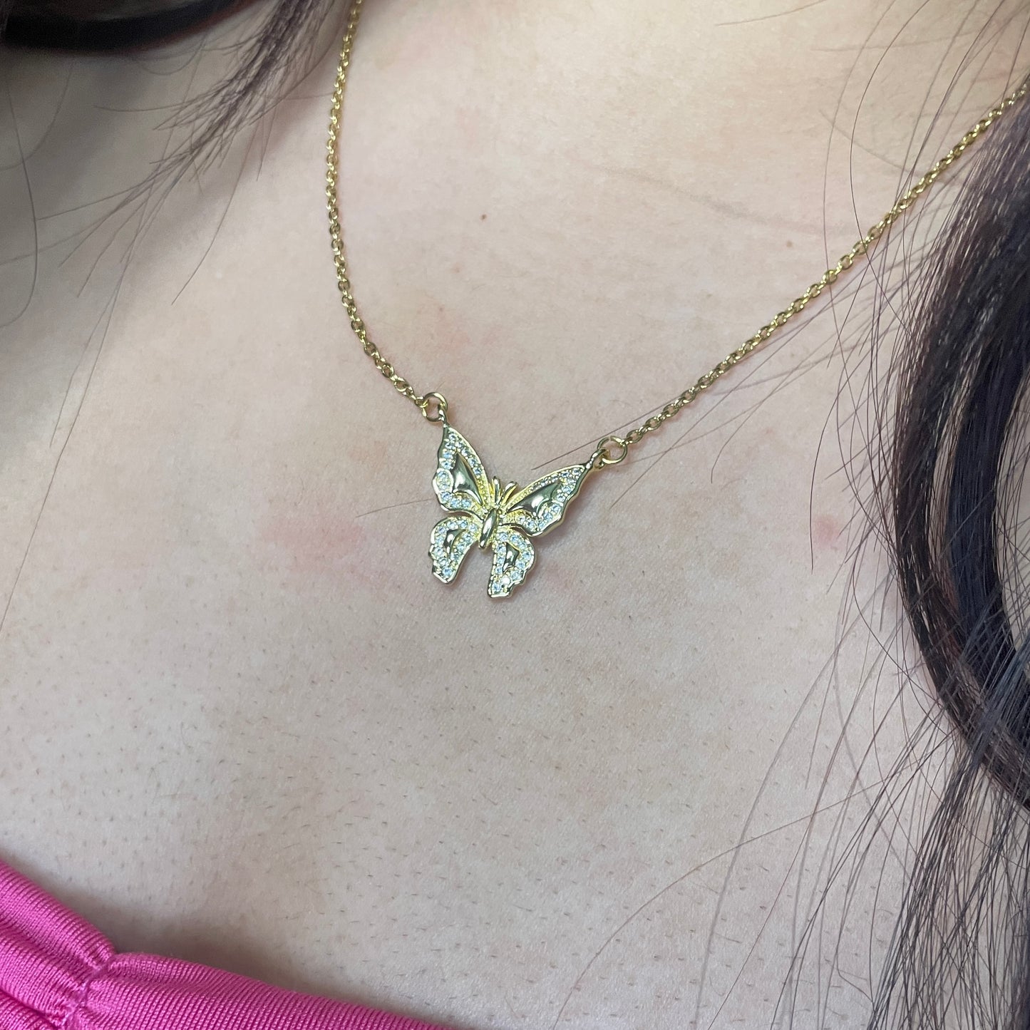 Cubic Zirconia butterfly necklace